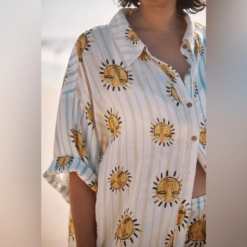 NWT Anthropologie LouLou Avenue Button-down Top, size XL - Picture 3 of 14